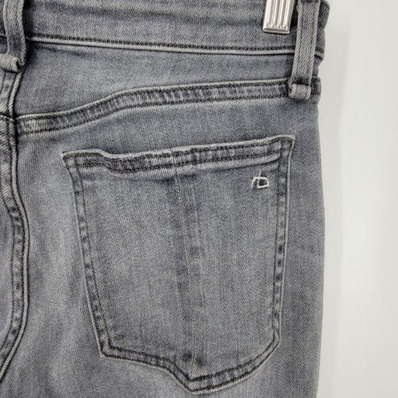 Rag & Bone Cate Mid-Rise Ankle Skinny Jean Light Grey Distressed 25 - Picture 8 of 13